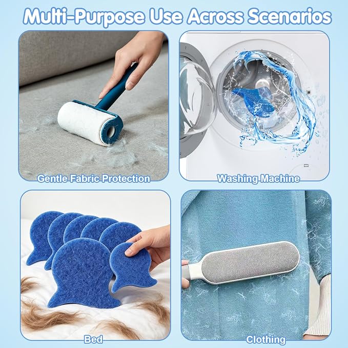 10 Pcs Pet Hair Remover for Laundry,Reusable Dog & Cat Hair Catcher Tool,Effectively Removes Fur,Lint and Dander from Clothing and Bedding,Safe for Washing Machines and Dryers