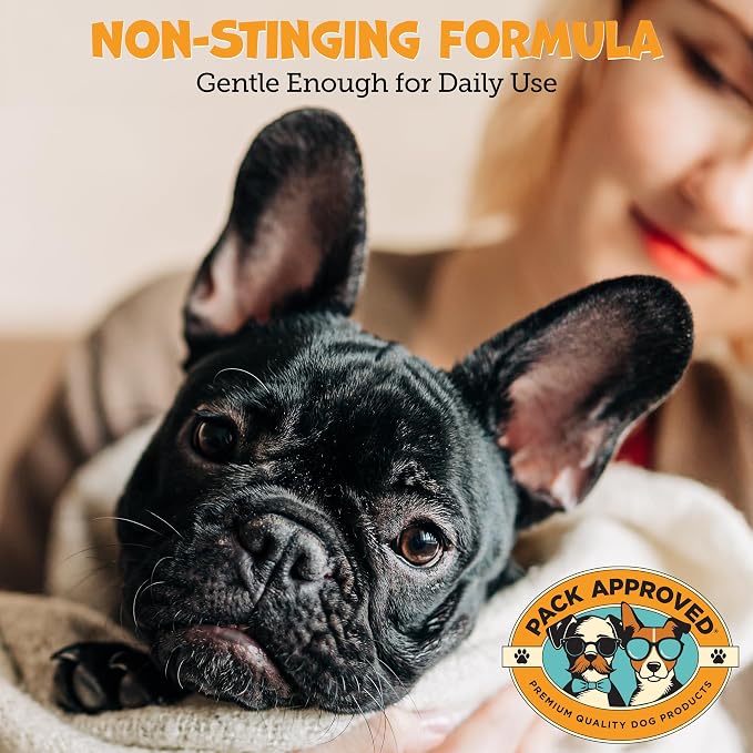 Pack Approved Advanced Ear Wipes for Dogs & Cats with Aloe Vera - Gentle, Non-Irritating Ear Cleaner for Cats and Dogs - Helps Deodorize and Remove Ear Wax - Cucumber Melon Scent (100 Wipes)
