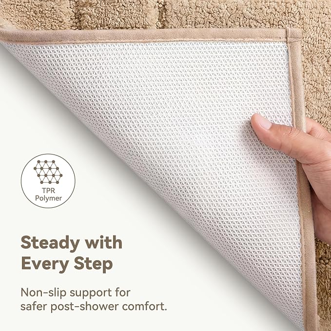 GRANNY SAYS Bathroom Rugs Non Slip, 20" x 32", Bath Rugs for Bathroom Washable, Bath Mats for Bath Floor, Microfiber Bath Mat for Tub, Absorbent Bath Rugs for Bath, Khaki