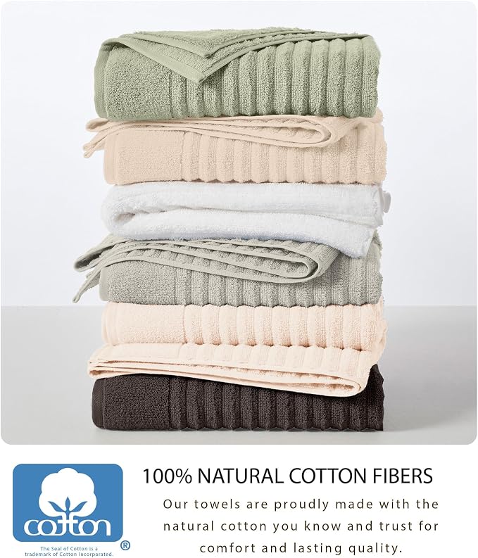 Great Bay Home 6 Pack Hand Towel Set - 100% Cotton Towels - Absorbent & Quick-Dry Towels for Bathroom (Midnight Grey)
