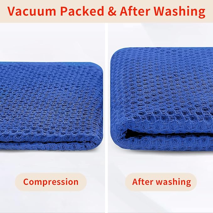 Homaxy 100% Cotton Waffle Weave Kitchen Dish Cloths, Ultra Soft Absorbent Quick Drying Dish Towels, 12 x 12 Inches, 6-Pack, Blueberry