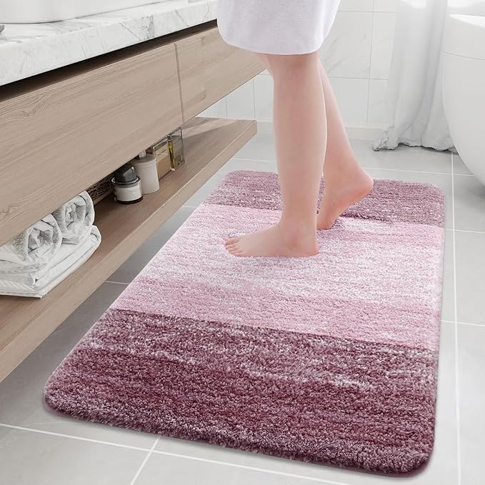 Arotive Microfiber Bathroom Rugs, Shaggy Soft and Absorbent Bath Rug, Thick Plush Machine Washable Dry Bath Mats for Bathroom, Tub and Shower, 36x24, Mauve, Rectangular
