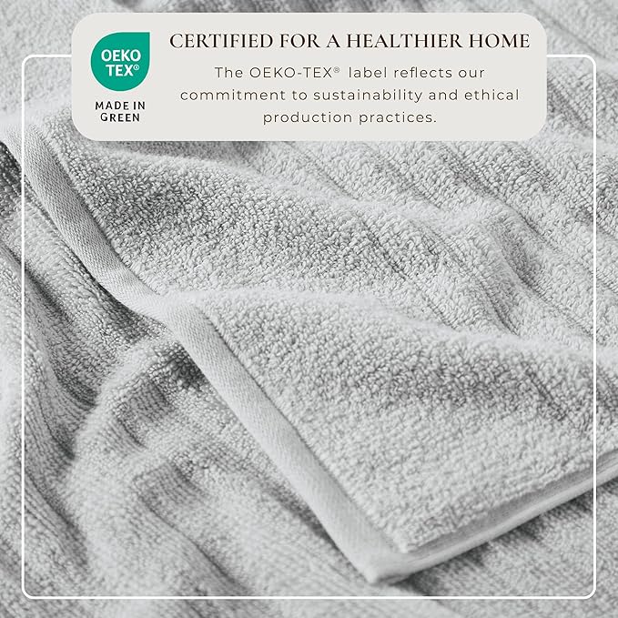 Great Bay Home Bath Towel Set - 100% Cotton 6 Piece Towel Set - Absorbent & Quick-Dry Towels for Bathroom (Light Blue)