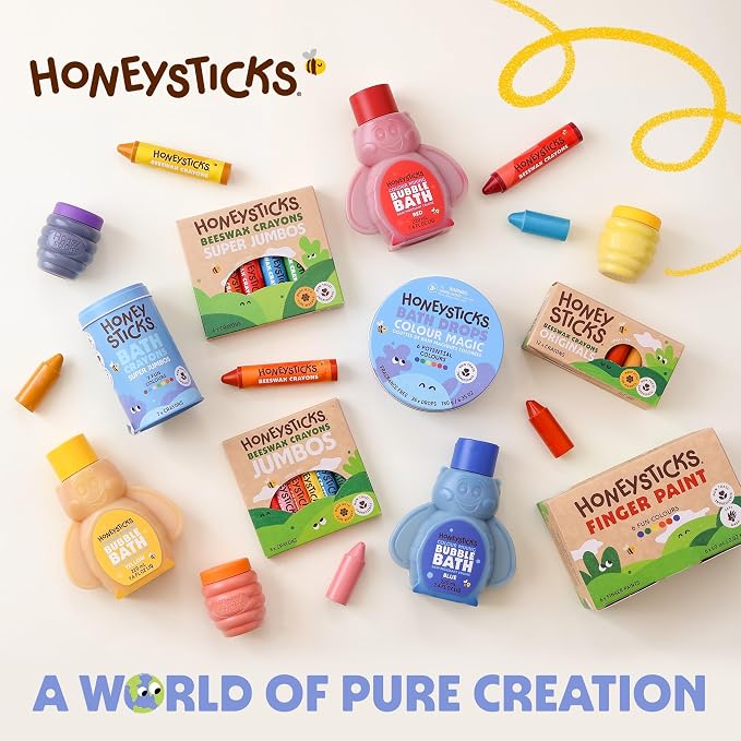 Honeysticks Bath Color Tablets for Kids - Non Toxic Bathtub Drops Made with Natural Ingredients and Food Grade Colors - Fragrance Free - Fizzy, Brightly Colored Bathtime Fun, Great Gift - 36 Drops