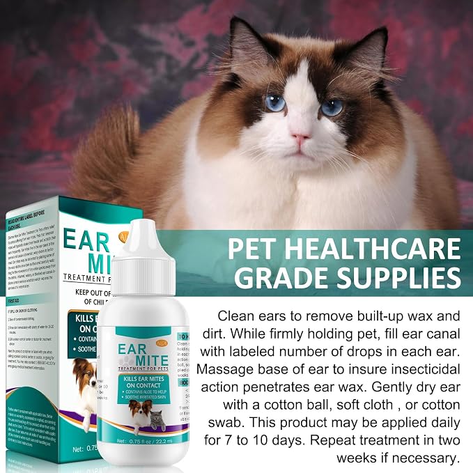 VOSIFSDIY Ear Mites Clean for Dogs & Cats, Ear Mite Treatment for Dogs and Cats, Dog Ear Infection Treatment, Ear Mite Treatment for Dog Yeast Infection, 100% Natural Dogs Cats Ears Drops