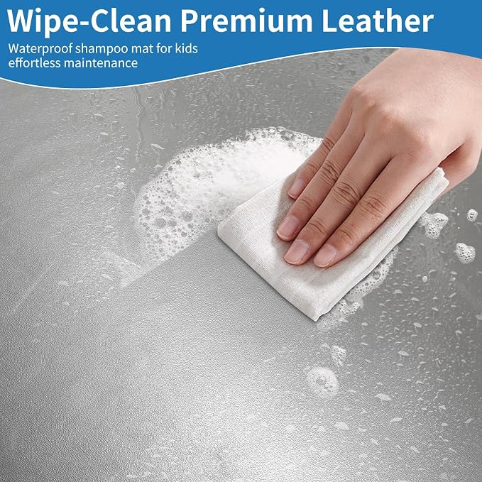 Hair Washing Station for Kids, Foldable Shampoo Mat for Kids with Waterproof Splash Guard, Ergonomic Sink Head Rest for Washing Hair, Anti-Slip Tear-Free Shampoo Buddy for Toddlers