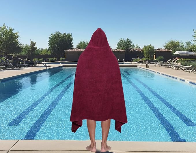 COTTON CRAFT Ultra Soft Hooded Towel – Oversized 35x70 Towel with Hood for Adults - 580 GSM 100% Cotton Ringspun Terry - Pool Beach Bath Sheet Wrap - Luxurious Plush Absorbent Bath Wrap – Burgundy