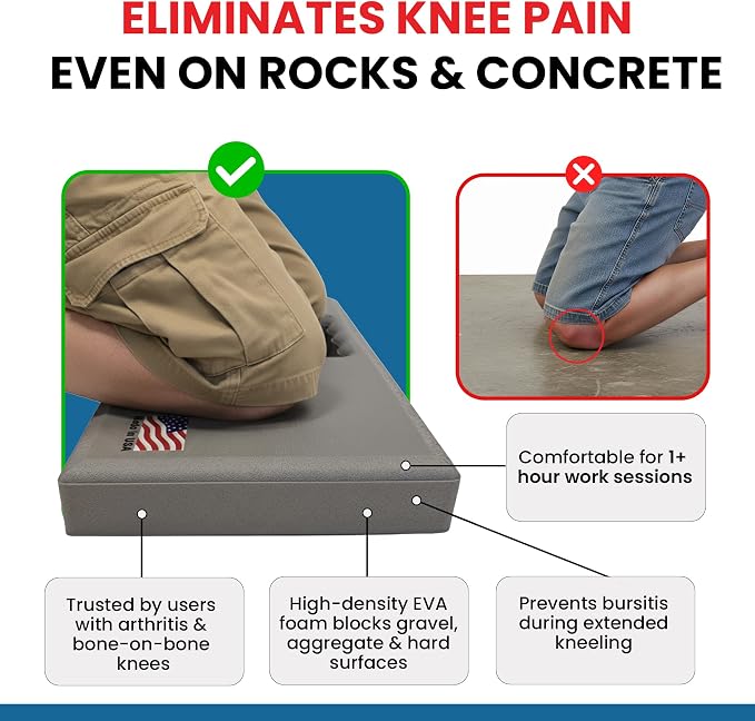 Aquamentor Kneeling Pad - Made in The USA - Firm, Durable and Thick Garden or Mechanics Foam Kneeling Pad, Great for Use Around The House, Garden, Job or Shop(17.5” x 8.0” x 1.5”, Black, 4-Pack)