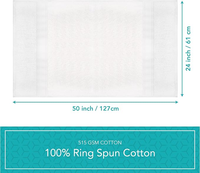 Pleasant Home Bath Towels Set of 6 (24” x 50”) 100% Cotton, 515 GSM | Lightweight, Soft & Highly Absorbent Luxury Towels for Bathroom | for Gym, Pool & Spa | 6 Pack, White