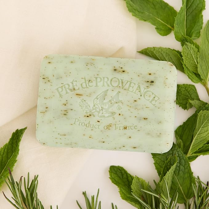 Pre de Provence Artisanal Soap Bar, Enriched with Organic Shea Butter, Natural French Skincare, Quad Milled for Rich Smooth Lather, 8.8 Ounce, Rosemary Mint