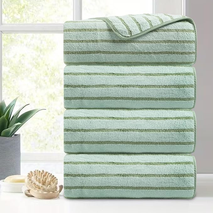 Mistyrose Bath Towels,4 Pack Light Green 35"x70" Large Bath Towels Microfiber Absorbent XL Bath Sheets Super Soft Towels for Bathroom Quick Dry Oversized Shower Towels for Family Hotel Spa Gym