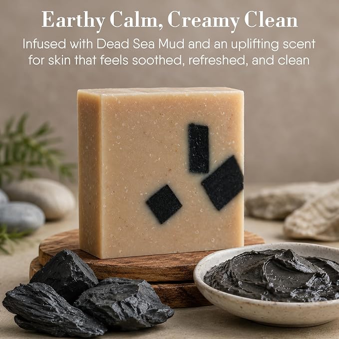 360Feel Dead Sea Mud Soap - Made in the USA - Castile Handmade, All Natural, Cold Processed - Infused with Dead Sea Mud to Soothe and Calm the Skin - Rich, Creamy Lather (5 oz)