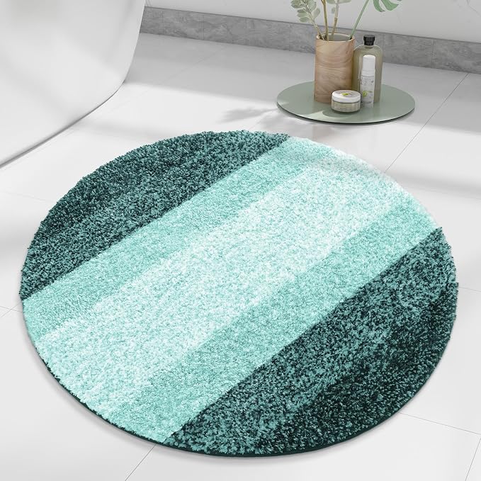 Arotive Microfiber Bathroom Rugs, Shaggy Soft and Absorbent Bath Rug, Thick Plush Machine Washable Dry Bath Mats for Bathroom, Tub and Shower, 24x24, Dark Green, Round