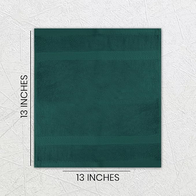 Soft Wash Cloths - 12 Pack Plush and Absorbent Cotton Washcloths for Face, Body, and Baby - Multi-Purpose, Quick-Dry Wash Cloths Set 13x13'' (Olive Green)