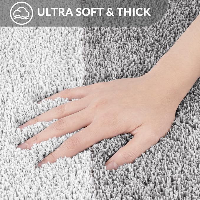 Exclusivo Mezcla Bathroom Rugs Mat 24x70, Extra Soft Non Slip Absorbent Microfiber Bath Rugs, Machine Washable Quick Dry Bath Mats for Bathroom Floor, Shower, Home Decor, Gradient Grey