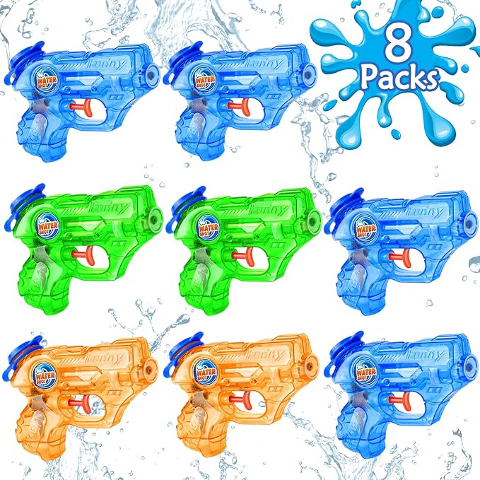 8 Pack Mini Water Gun for Kids Toddler: Water Guns Soaker Squirts Blasters with Trigger for Boys Girls Summer Outdoor Swimming Pool Water Fighting Toys