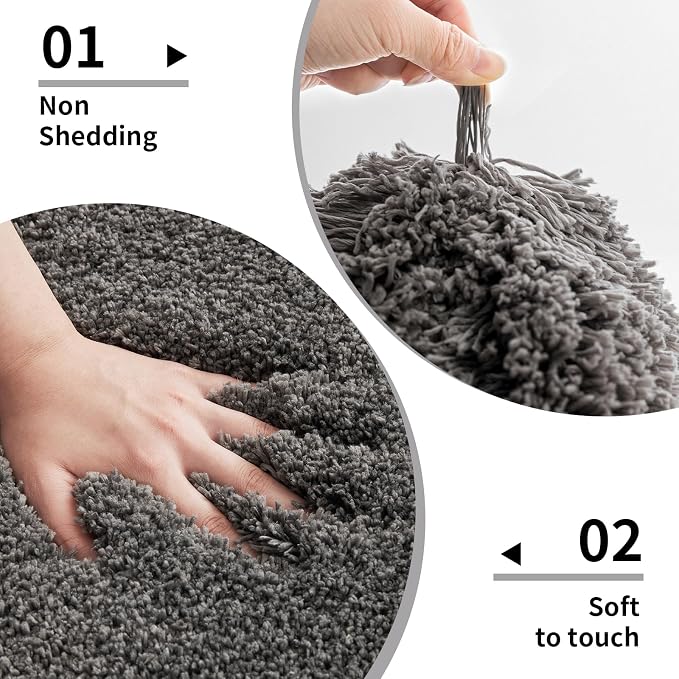 Disolla Bathroom Rug 20x32 - Non-Slip Plush Thick Bath Mat, Highly Absorbent & Ultra Soft Fluffy Floor Mat, Machine Washable for Shower and Tub, Dark Grey