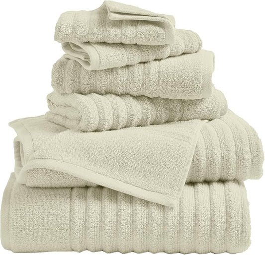 Great Bay Home Bath Towel Set - 100% Cotton 6 Piece Towel Set - Absorbent & Quick-Dry Towels for Bathroom (Sage Green)
