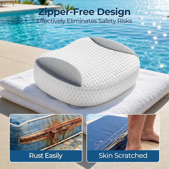 Hot Tub Booster Seat for Adults, 4D Air Mesh Hot Tub Cushion with 6 Strong Non-Slip Suction Cups, Ergonomic Hot Tub Seats, Quick Dry Hot Tub Accessories for Adults Indoor Outdoor, No Zipper Design