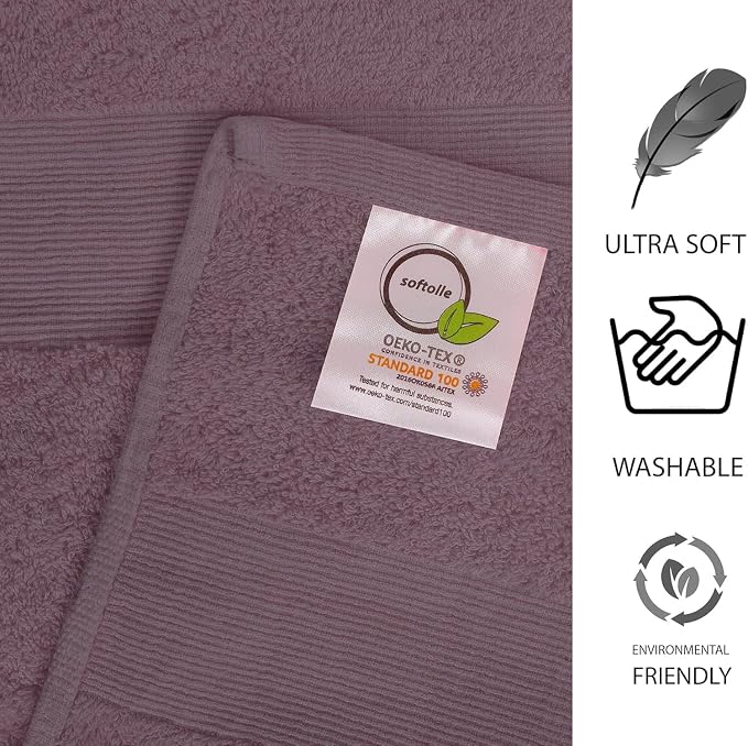 100% Cotton Luxury Bath Sheets - Pack of 2 (35" x 70") | Super Soft, Quick-Dry & Highly Absorbent Towels for Bathroom, Home, Spa & Gym (Purple Ash)