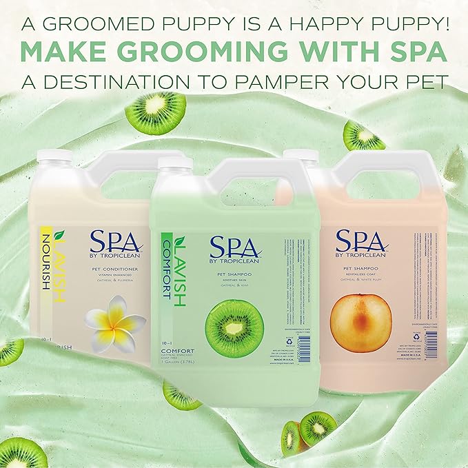 TropiClean SPA Lavish Dog Shampoo | Calming Deodorizing Dog Shampoo | Naturally Derived Salon Grade Ingredients | Made in the USA | 1 Gallon
