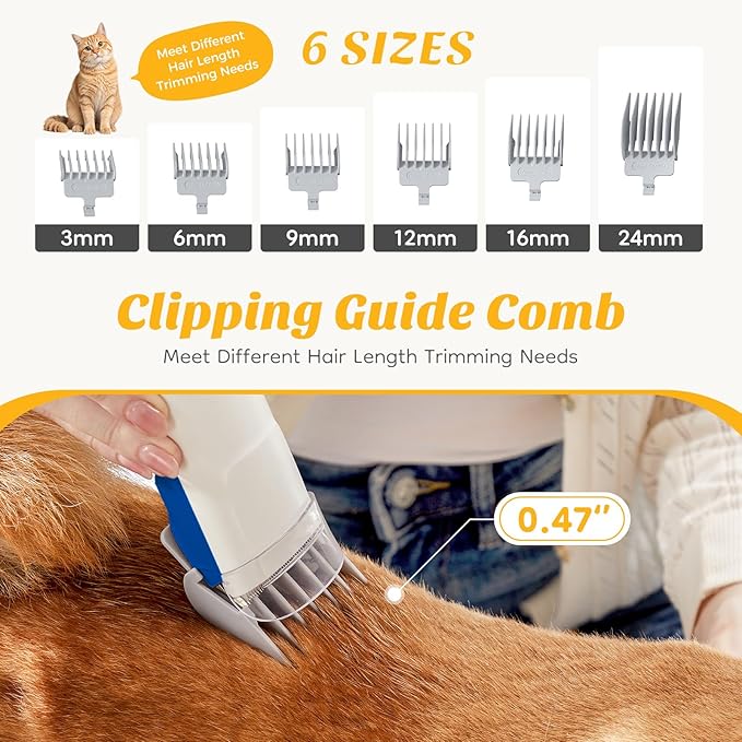 NEWBULIG Pet Grooming Vacuum Kit, 2.5L Dust Cup, 3 Suction Modes and 5 Groomer Tools, Dog Clippers with Cordless Low Noise for Cats, Dogs Other Animals Hair Trimmer