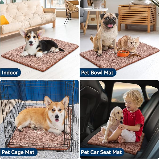 Bcoimo Super Absorbent Dog Door Mat, 30"*20" Anti Slip Mat for Muddy Paws, Pet Rugs for Dirty Paws Washable that Absorbs Moisture and Dirt, for Dog Cage and Pet Resting Carpet