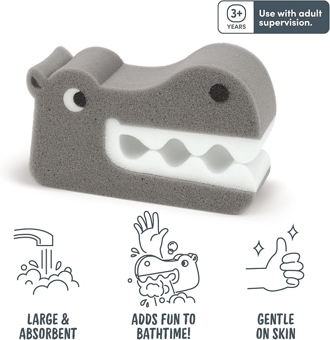Genuine Fred Bath Biters, Children's Bath Sponge, Hippo (Pack of 2)