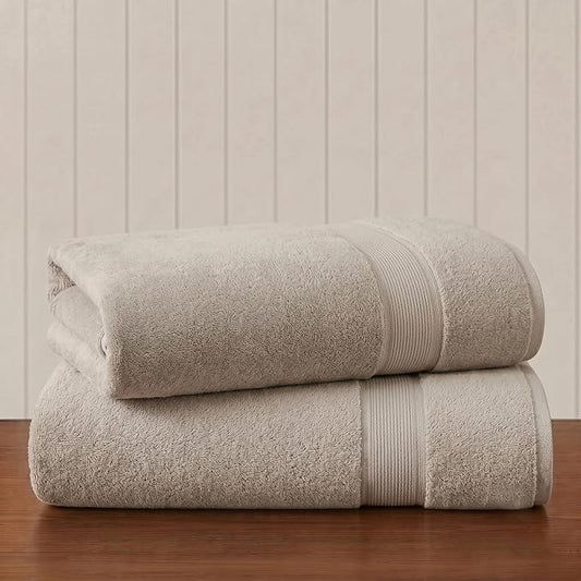 Madison Park 800GSM Bath Sheet Towel Oversized 34" x 68" 2 Pack 100% Cotton Bath Towel Set Highly Absorbent Hotel Spa Quality for Bathroom, Natural