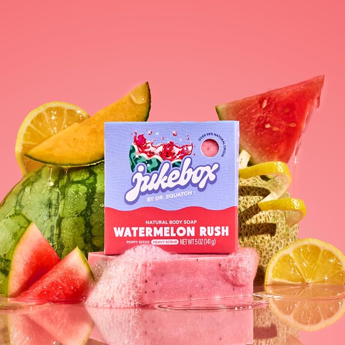 JUKEBOX Natural Women’s Bar Soap – Creamy Lather – Shower & Bath Soap, Crafted Using Cold Process With Natural Oils – No Harsh Ingredients – Watermelon Rush, 5oz (3-Pack)