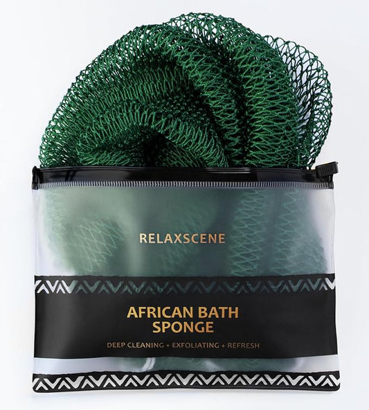 African Net Sponge Authentic - Exfoliating Back Scrub Bath Sponge with Knots - Afro Scrub Body Scrubber Exfoliator Washcloth - African Body Care Daily Use Shower Essentials