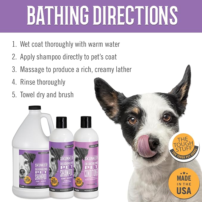 Nilodor SKUNKED Deodorizing Dog Shampoo, 1 Gallon - Powerful Odor Relief with Essential Oils, Mild & Non-Irritating, Deep-Clean Formula for Dogs