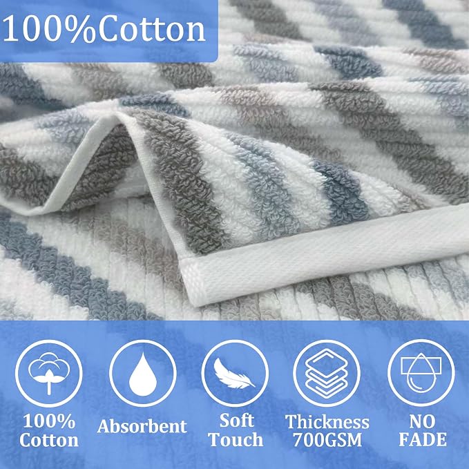 VOOVA & MOVAS Hooded Towel Wrap for Kids(6-10 Years, 57''x30'') | 100% Cotton | Soft Absorbent Fast-Drying | Versatile Beach, Pool, Swim & Bath Cover-Up, Multicolor Stripe