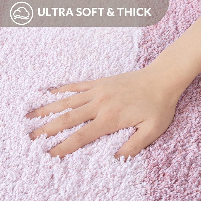 Exclusivo Mezcla Bathroom Rugs Mat 20x30, Extra Soft Non Slip Absorbent Microfiber Bath Rugs, Machine Washable Quick Dry Bath Mats for Bathroom Floor, Shower, Home Decor, Gradient Pink