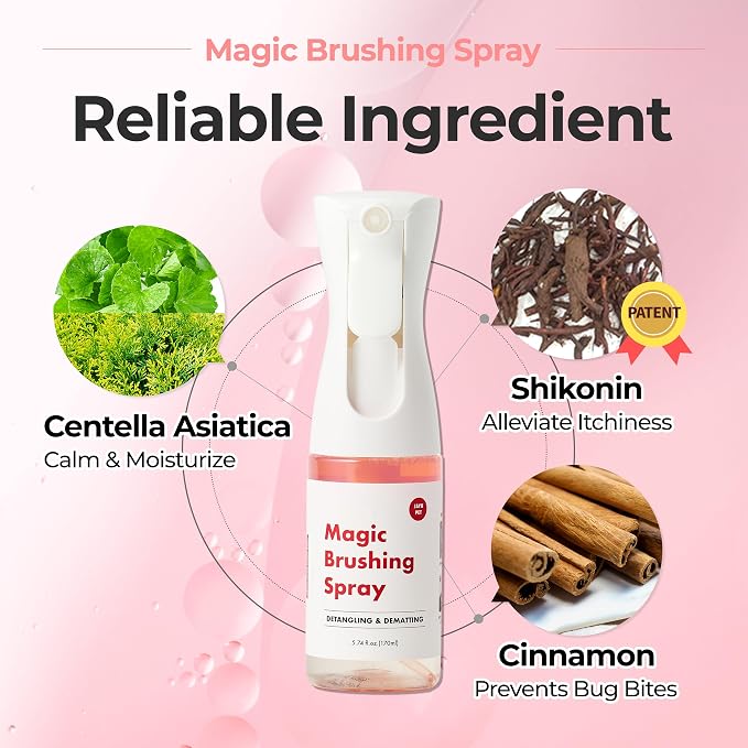 JAYU PET Magic Brushing Spray for Dogs Refill Bottle (5.8fl oz) | Fur Detangler & Dematting Solution, Hypoallergenic Deodorizer, Conditioner & Itch Relief, Shining & Grooming Spray