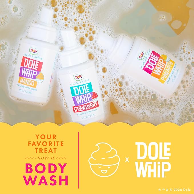 Dabble & Dollop Dole Whip® Pineapple Foaming Body Wash 2-Pack - Natural Origin Scent, Gentle Body Wash for Kids, Toddlers & Family, Sensitive Skin, Sulfate & Paraben Free (8 fl oz, Pack of 2)