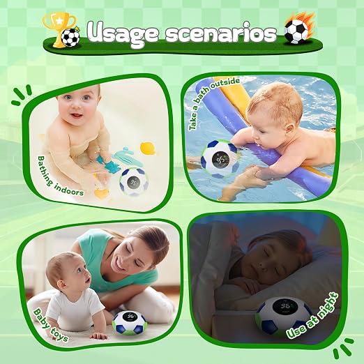 Baby Bath Thermometer - Digital Floating Water Thermometer with LED Display & Color Temperature Alerts, Rechargeable Bath Toy for Infant Bathtub Safety, Newborn Bath Essentials Gift