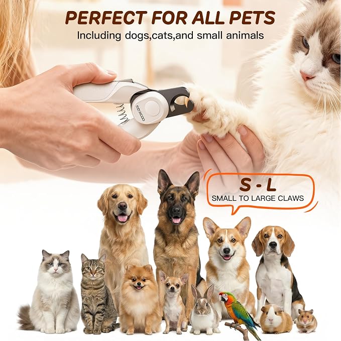 Dog Nail Clippers & Cat Nail Clipper, Pet Nail Trimmer with 2 LED Lights,Safety Side Lock, Nail File and Anti-Slip Handles, Dog Nail Grinder Quiet for Large and Medium Dogs & Cats