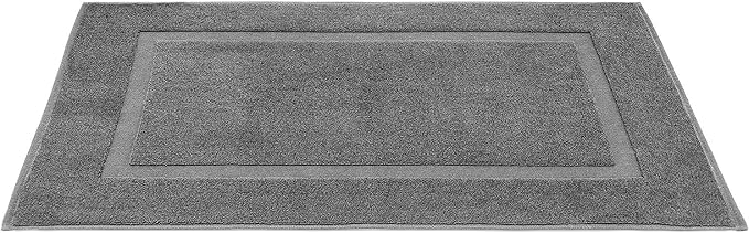 100% Cotton Bath Mats for Bathroom Floor Set of 2 Pack, 20x34 Soft Absorbent Washable Quick Dry Tub Bathmat, Dark Gray