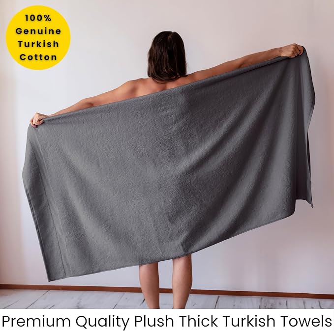SALBAKOS 2-Piece 100% Turkish Cotton Extra Large Bath Towel 35x70 inch | Premium Hotel Quality Bath Sheet Towels | Thick, Soft, Absorbent, Oversized Bath & Beach Towels (Gray, 2 Bath Sheets)