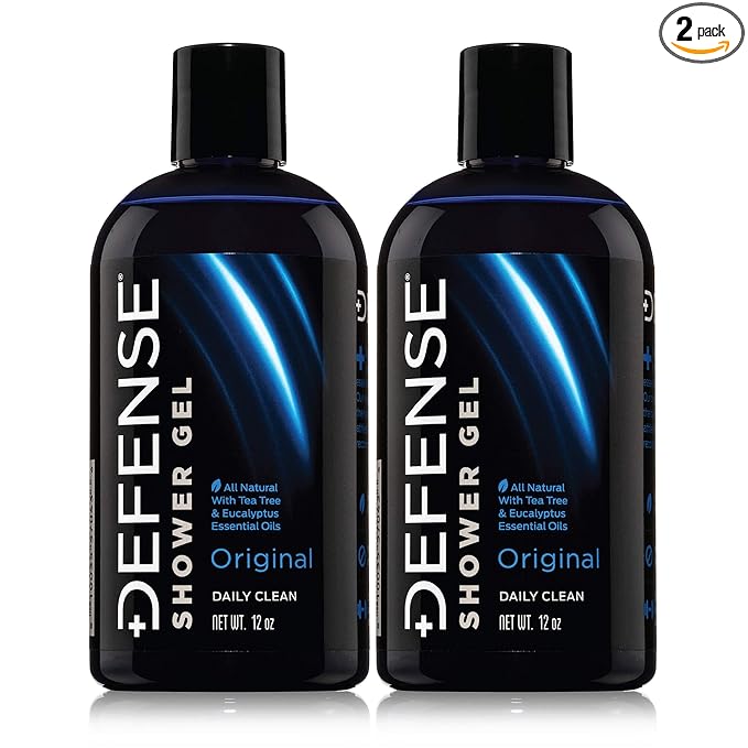 Defense Soap Tea Tree Body Wash | All Natural Organic Shower Soap for Athletes | Odor Control & Skin Fungal Protection for Sports, Post Workout & Recovery - 12 oz (Pack of 2)