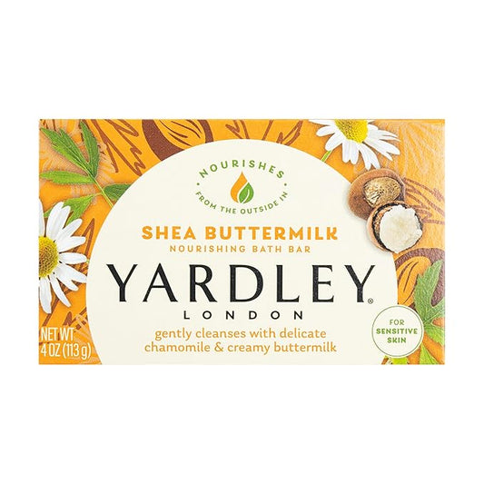 Yardley London Shea Buttermilk Sensitive Skin Naturally Moisturizing Bath Bar, 4.25 ounce