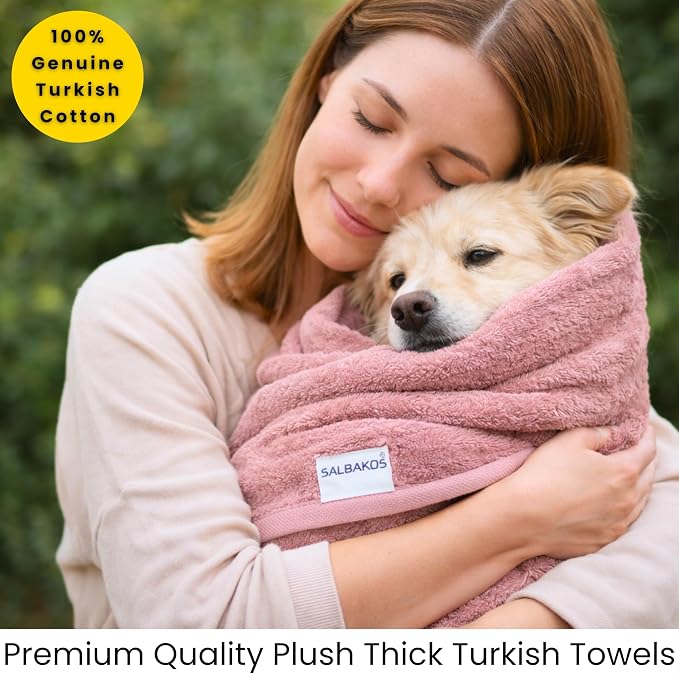 SALBAKOS 2-Piece 100% Turkish Cotton Extra Large Bath Towel 35x70 inch | Premium Hotel Quality Bath Sheet Towels | Thick, Soft, Absorbent, Oversized Bath & Beach Towels (Rose, 2 Bath Sheets)