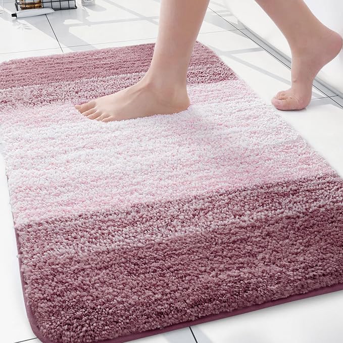 Arotive Microfiber Bathroom Rugs, Shaggy Soft and Absorbent Bath Rug, Thick Plush Machine Washable Dry Bath Mats for Bathroom, Tub and Shower, 30x20, Mauve, Rectangular