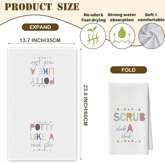 Kitchen Towels Set of 4, Colorful Sayings Dish Towel for Kitchen, Potty Scrub Bathroom Decorative Hand Towels, Fast Drying Tea Towel, Housewarming Xmas Gifts for Women Mom -B38