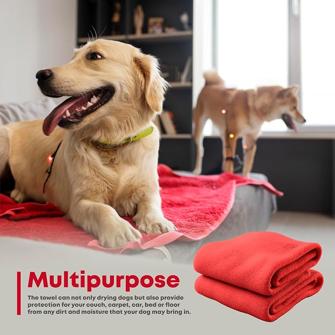 Extra Large Dog Towel for Big Dogs — 400 GSM Premium Microfiber, Fits Golden Retriever, Labrador, Bernese — Super Absorbent Quick Dry, Machine Washable (Green, 2XL)