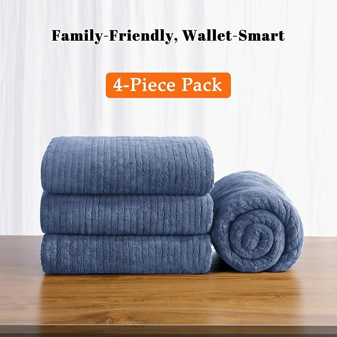 Bath Towels Set of 4 Extra Large 35 x 70 Inches,Luxury Thick High Absorbent and Quick Dry Bath Sheet,Ultra Soft Microfiber,Bathroom,Beach,Yoga,Sport,SPA,Fitness (Electric Blue)