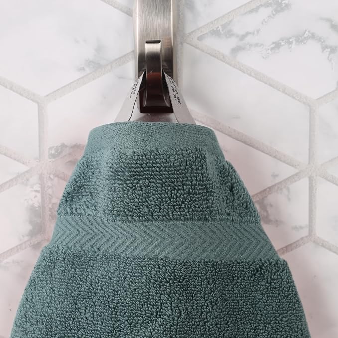 Superior Cotton Hand Towel Set, Medium Sized Towels, Plush Soft Absorbent Bathroom Basics, Home Essentials, Spa, Salon, Hotel, Kitchen, Luxury Quick Dry, Zero Twist Collection, Set of 6, Jade Green