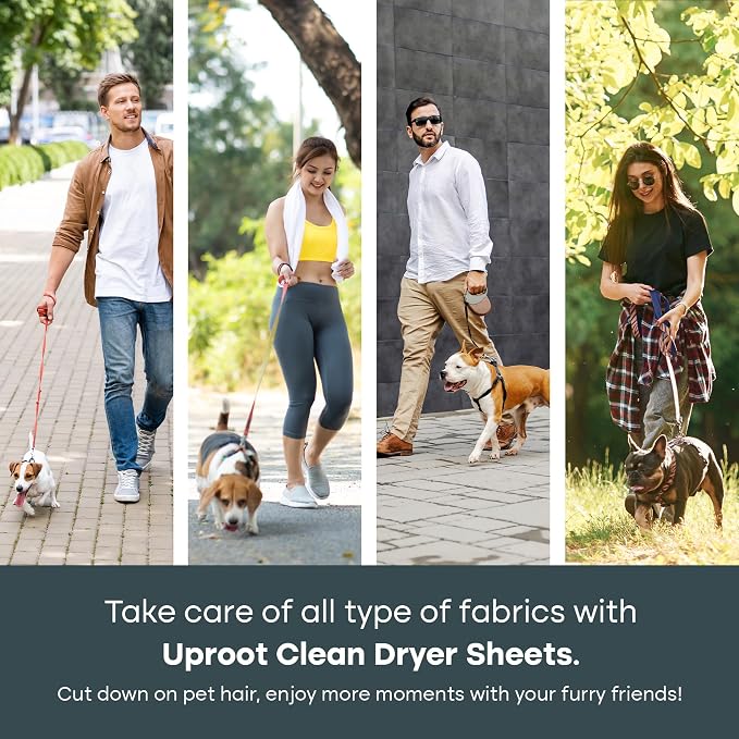 Uproot Clean Dryer Sheets Pet Hair Reducing (50 Pcs) Summer Wisteria Scent: The Ultimate Pet Hair Dryer Sheets for Homes With Animals - Reduces the Static Clinging of Fur - Gentle on Sensitive Skin
