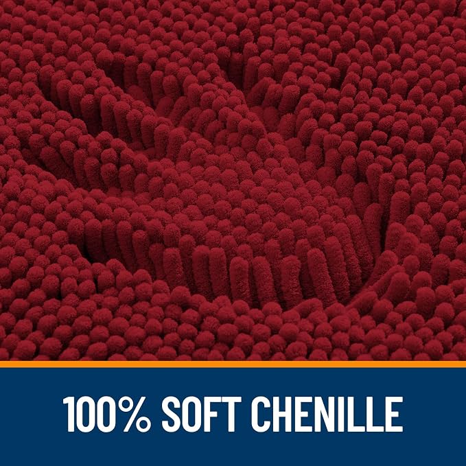 OLANLY Bathroom Runner Rugs 70x24, Extra Soft Absorbent Chenille Bath Rugs, Rubber Backing Quick Dry, Machine Washable Long Bath Mats for Bathroom Floor, Tub and Shower, Home Decor Accessories, Red